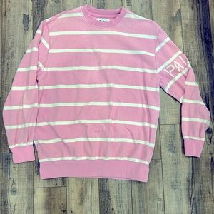 Unisex Pink PALACE sweatshirt with white stripes